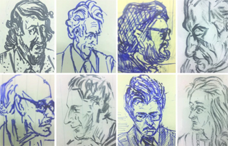 3. Group of sketched portraits by Jacobo Azagury