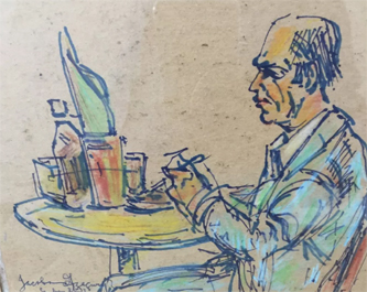 5. Sketch of a man at a table 