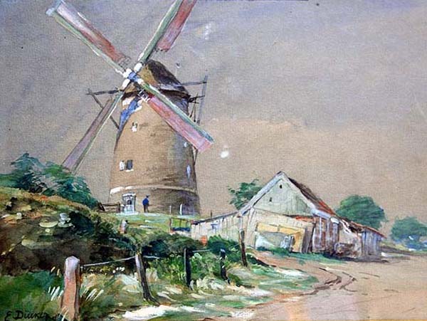 1. Landscape with a windmill. Watercolour and gouache on paper. 