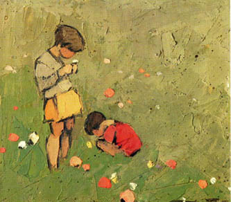 2. Children in the Field. 1930. Palette knife, oil painting. 
