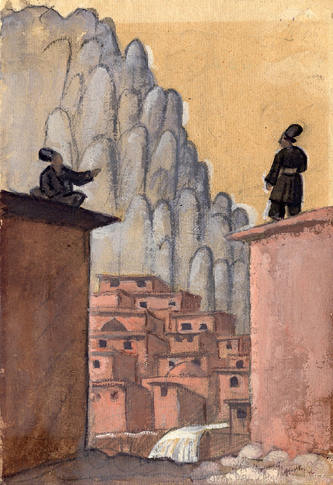 5. Kurds on the Roof. 1916. Watercolor and Gouache. Latvian Museum of Art. 