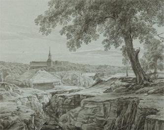 4. A drawing of Rauna skyline. 1833. University of Tartu.