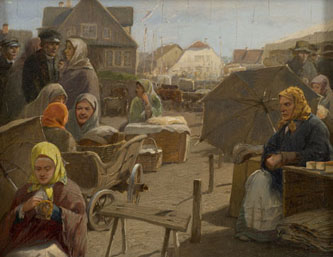 2. Market in Tortu. 1880s. Oil on veneer, wood. 