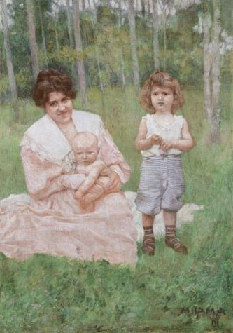 5. Rozi Bleiweis with Her Children. 1901. Oil on Canvas. 