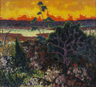 3. Landscape with a Red Cloud. 1913-14. Oil on Canvas. 