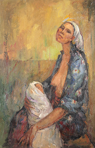 2. Breastfeeding. 1955. Oil painting. 