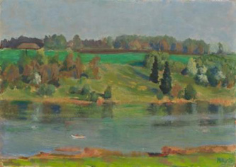 2. View of Lake Viljandi. 1959. Oil on Cardboard. 
