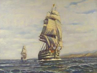2. Seascape with Sailing. Oil on Canvas. 20th century. 