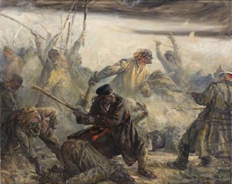 4. Mahtra War. 1958. Oil painting. Estonian Museum of Art. 