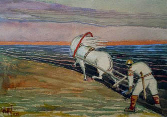 2. Kalevipoeg Plowing. 1934. Watercolor. 
