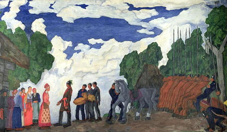 1. Kalev. Proposes Marriage, from Kalevipoeg. 1935. Tempera painting. 