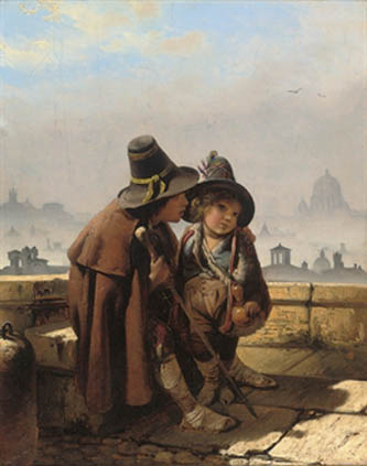 4. Street Children in Italy. 1843. Oil painting. 
