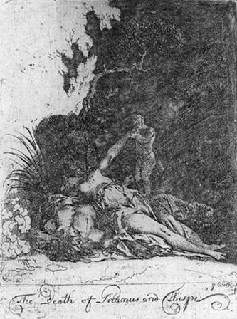 5. The Death of Priamus and Thisbe. Undated. Etching.