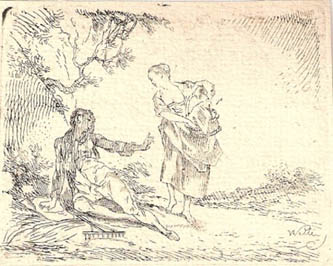 2. Sitting man and woman with a basket. C. 1773-80. Etching on paper. 