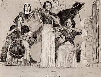4. Female Orchestra. 1937. Etching. 