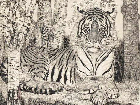 1. Reclining Tiger. 1937. Etching. 