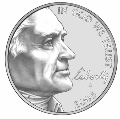 Thomas Jefferson on the US nickel, 2005