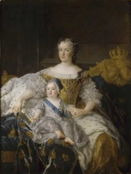  Portrait of Maria Leszczynska with Louis, the Dauphin of France, by Alexis Simon Belle 