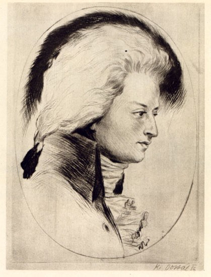 Mozart Etching by K. Dostal