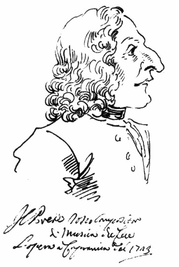 Vivaldi Caricature by P.L. Ghezzi, 1723