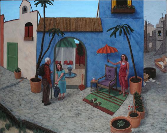 Marco Polo Welcomed at Moriana, 2005, oil on panel, 10x12.5 inches